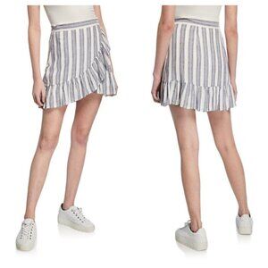 NWT Rails Ruby Striped‎ Mini Ruffle Wrap Skirt Size M, Blue, white